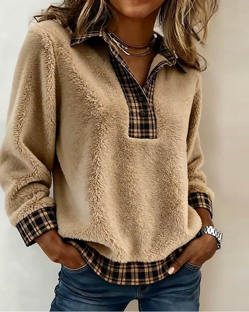 MARIANNE™|TOP A QUADRI PATCHWORK MONOCOLORE