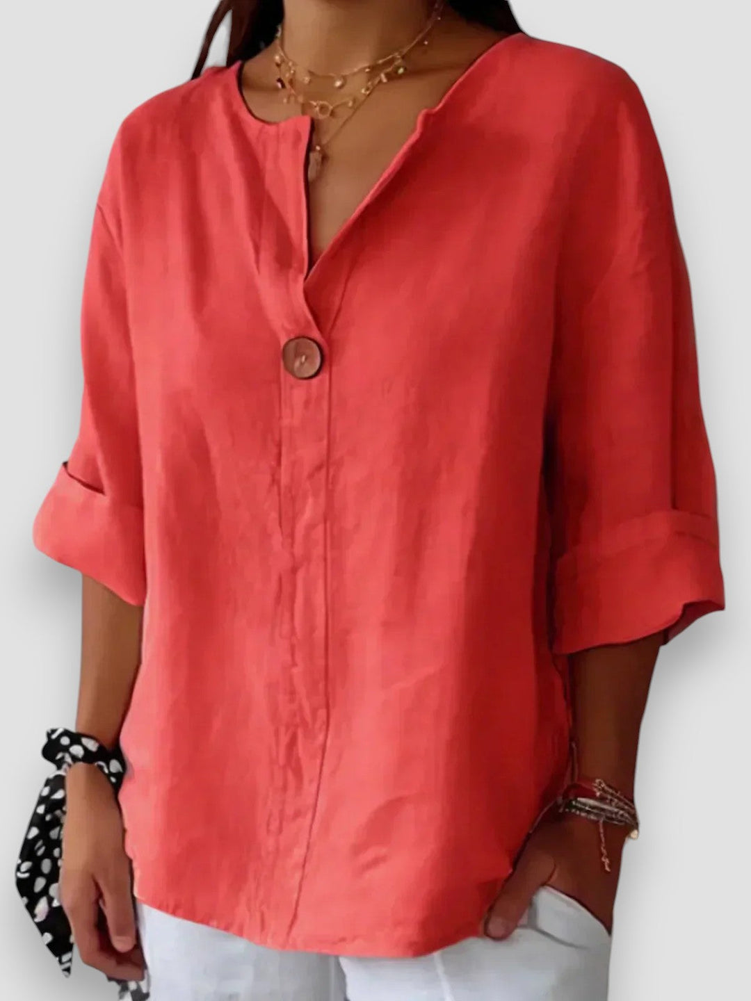 SOFIA|BLUSA CASUAL CON SCOLLO A V