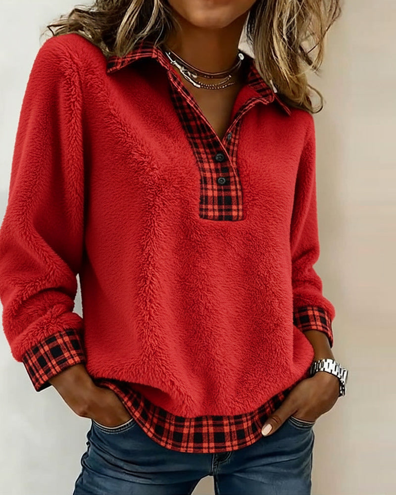 MARIANNE™|TOP A QUADRI PATCHWORK MONOCOLORE