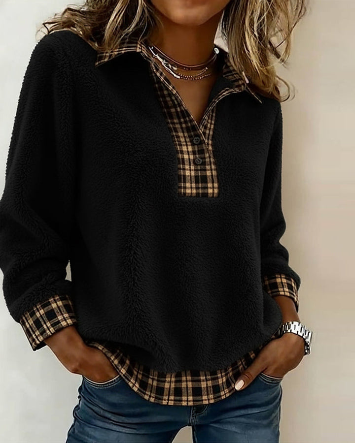 MARIANNE™|TOP A QUADRI PATCHWORK MONOCOLORE