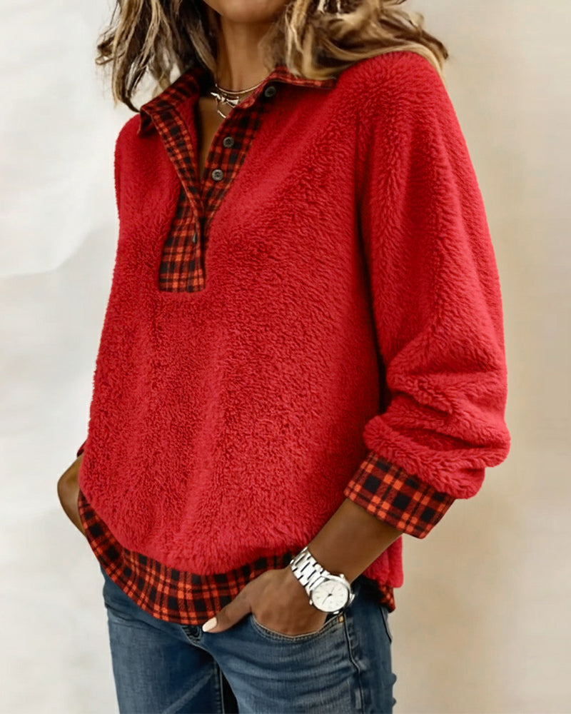 MARIANNE™|TOP A QUADRI PATCHWORK MONOCOLORE