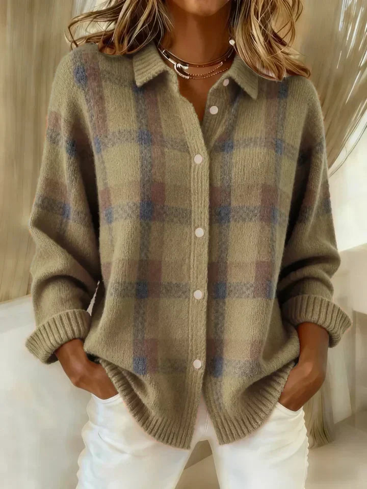 Victoria | Maglione Retro in lana artigianale con Contrasto Casual