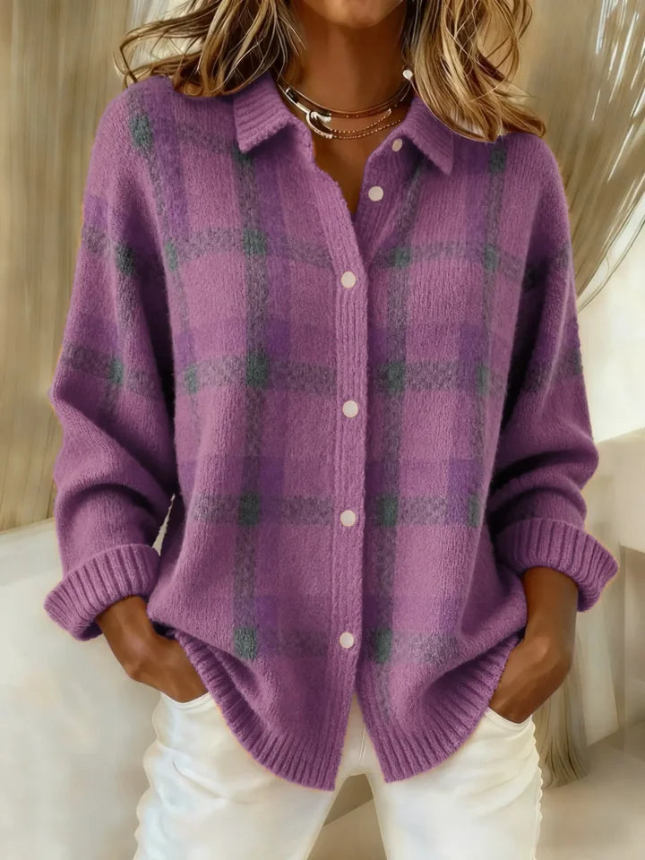 Victoria | Maglione Retro in lana artigianale con Contrasto Casual