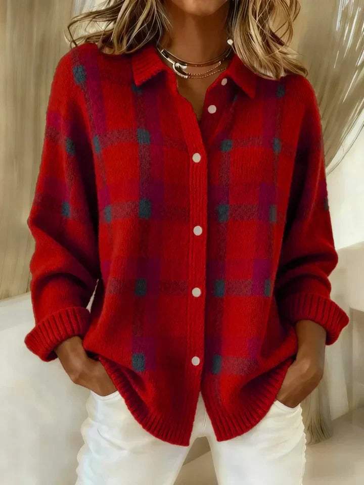 Victoria | Maglione Retro in lana artigianale con Contrasto Casual